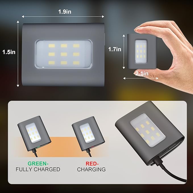 Yzoni 2Pack Running Lights, Safety Light with Strong Magnetic Clip for Runners, Small Lightweight Running Light USB Charging Cable for Night Running, Walking, Camping, Hiking, Outdoor Adventure