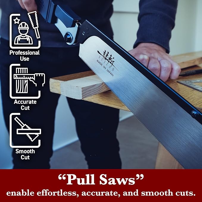 SUIZAN Folding Dozuki Dovetail Saw 9.5" Crosscut - Professional Japanese Pullsaw Handsaw Woodworking Tools