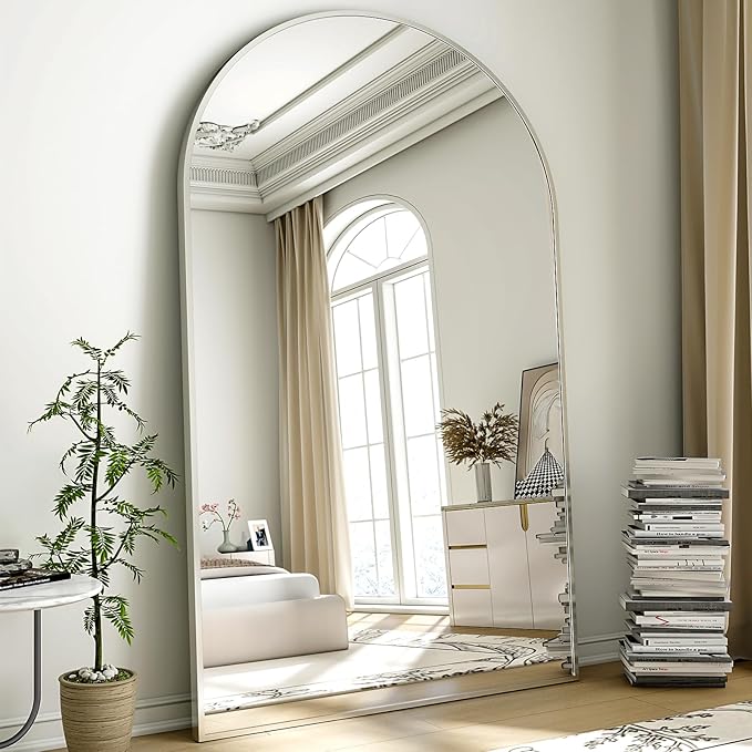 41"x81" Extra Large Arched Full Length Mirror - Leaning Mirror Arch Wall-Mounted Mirrors - Aluminum Alloy Frame Modern Simple Home Decor - for Living Room Bedroom Cloakroom