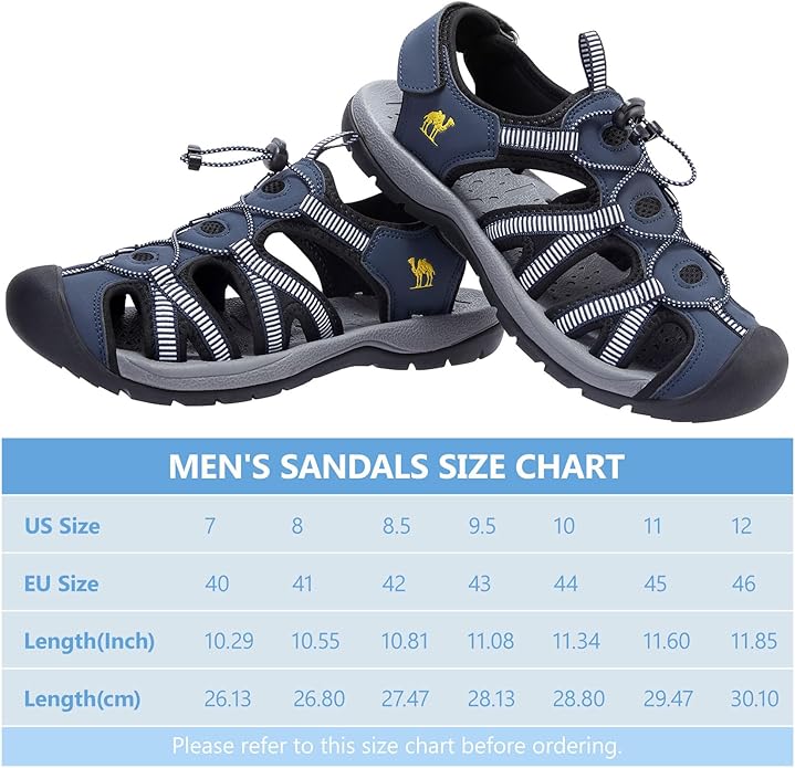 CAMELSPORTS Men's Hiking Sandals Closed Toe Outdoor Beach Sandal Waterproof Sport Fisherman Sandals Water Shoes