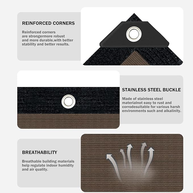 Sun Shade Cloth with Grommets,90% UV Protection Shade Fabric,Pergola Shade Cover Canopy Fence Privacy Screen Balcony,Brown Sunshades for Patio Pergola Garden Backyard Outdoor,Mocha-3x6FT