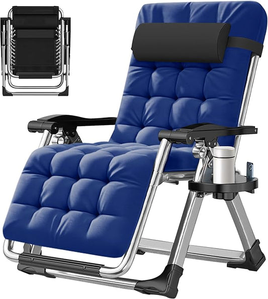 ABORON Zero Gravity Chair,Premium Outdoor Lawn Folding Lounge Chairs,Sturdy Adjustable Reclining Patio Chairs with Removable Cushion,Headrest & Tray