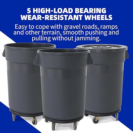 32 Gallon Outdoor Trash Can with Wheels and Lid, Garbage Cans with Handle,Trash Bin Suitable for Hospitals/Garages/Backyards/Yards/Mall (2 Pack)