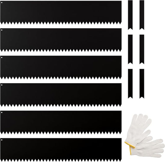 IDZO Black Metal Landscape Edging 8" H, Weather-Resistant Steel Garden Border, Flexible Lawn Barrier, Easy Installation for Flower Beds, Paths, Driveways, and Outdoor Spaces - 6 Pieces