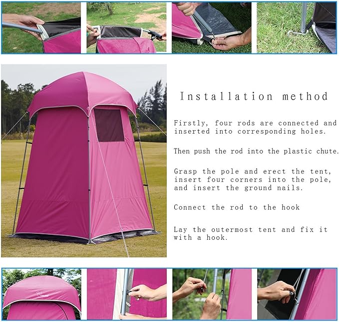 Vidalido Outdoor Camping Shower Tent Easy Setup Privacy Tent Changing Room Portable Camp Shower Tents for Camping with Floor, Waterproof Privacy Shelters Camping Toilet Tent
