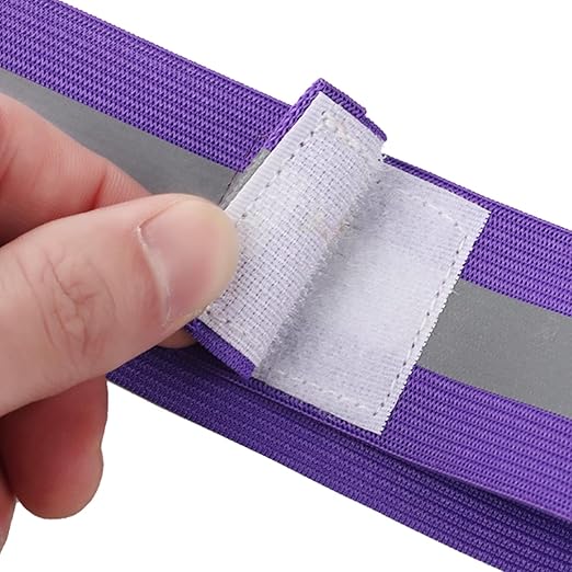 4PCS Reflective Wrist Strap 4x1.5cm Running Safety Gear Reflective Wristbands High Visibility Bike Ankle Bands Reflector Armband Self-Adhesive Reflective Bands for Walking,Night Sports Purple