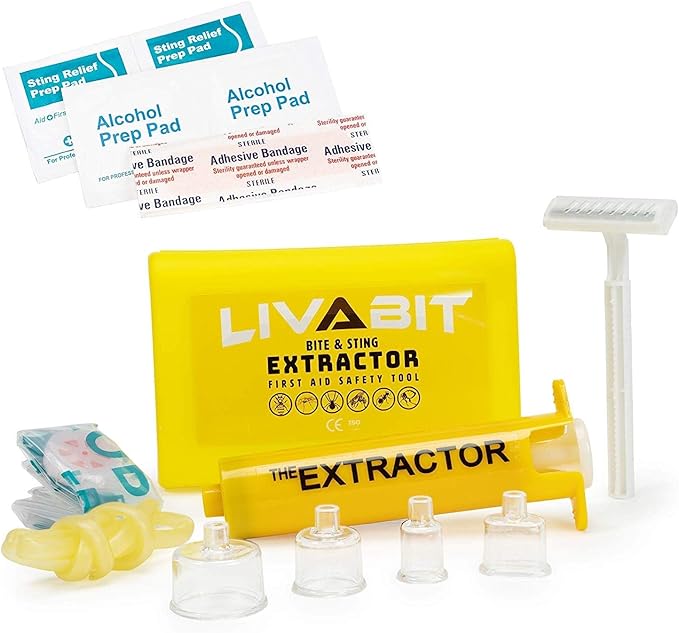 4 Pack Venom Extractor Suction Pump Kit, Snake Bite, Bee Sting, Emergency First Aid Supplies, Hiking, Camping, Backpacking | Insect Bug Spider & Rattlesnake Bite Treatment + Bonus CPR Shield