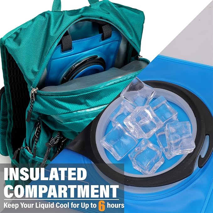 Insulated Hydration Backpack Pack with 2L Water Bladder Lightweight 22L Hiking Backpack Bag for Women Men Daypack for Hiking Running Festival Camping Biking