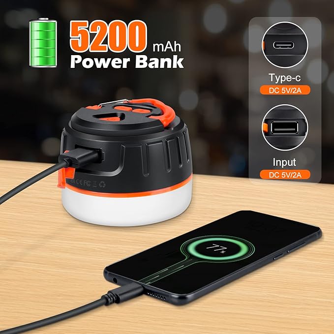 Sinvitron LED Camping Lantern Rechargeable with Remote Control - 1000LM 150H Runtime Tent Light, 5200mAh Water-Resistant Emergency Light for Hurricane Power Outages, Hiking Home