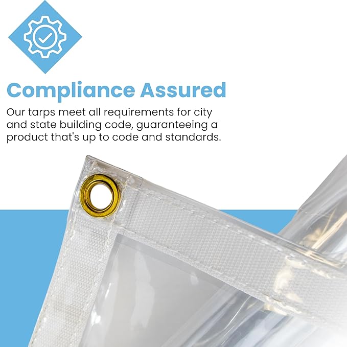 24mil Clear PVC Vinyl Heavy Duty Tarp Enclosure Panel - True Size, UV Protection, Tear Resistant, Waterproof Tarp with Arctic Flexibility 8x12