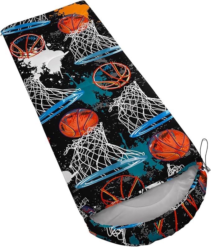 Axolotl Gamepad Sleeping Bag,3 Season Warm and Cool Weather Game Console Sleeping Bag for Boys Teens,Waterproof Lightweight Geometry Hexagonal Sleeping Bag for Traveling,Outdoors Camping,Blue,Black