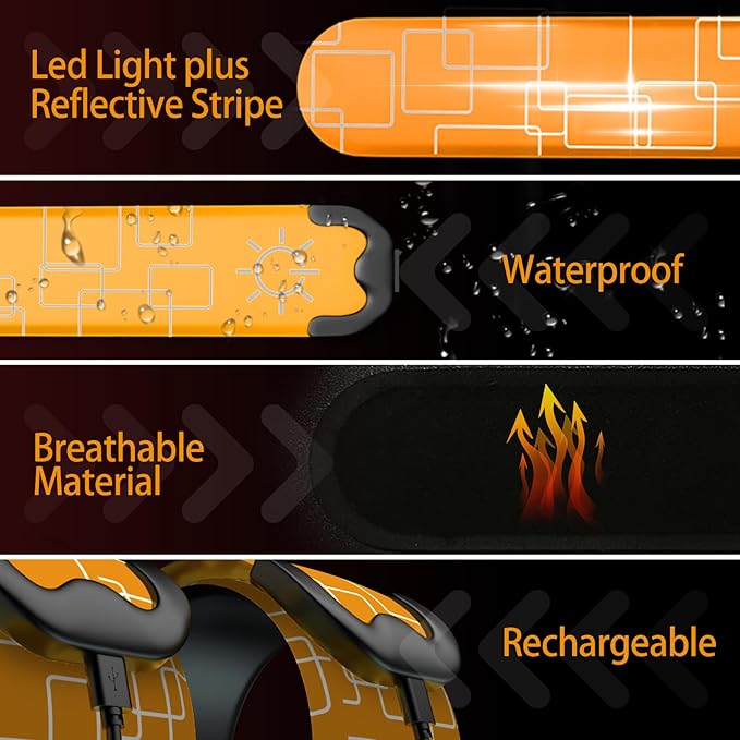 2 Pack LED Armband - Rechargeable Running Lights with Reflective Gear, High Visibility LED Wristband Lights