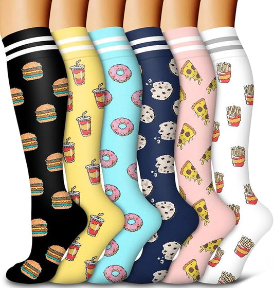 6 Pack Copper Compression Socks for Women and Men Circulation-Best Support for Medical, Running,Nursing,Athletic