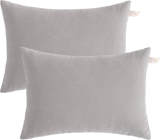BEDSUM 2 Pack Pillows, 13"x18" Microfiber Pillow for Travel, Pet, Soft and Machine Washable Small Pillows for Neck, Wrist, and Knee Comfort, Light Grey