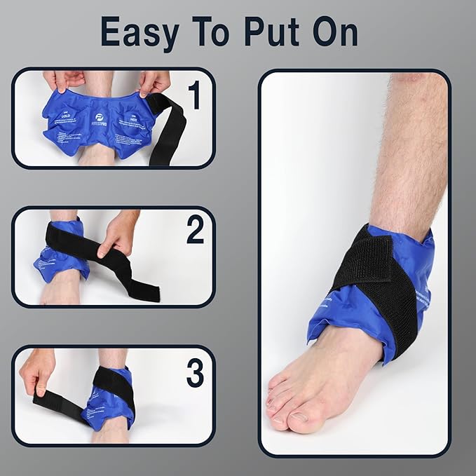 Fittest Pro Ankle Ice Pack Wrap for Swelling, Ice Pack for Injuires Reusable Cold Pack Wrap Hot Cold Therapy Ankle Ice Wrap for Sprained Ankles, Achilles Tendonitis