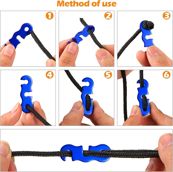 Sumind 30 Pieces Tensioner Aluminum Alloy Camping Tent Rope Adjuster Guyline Aluminum Cord Adjusters Tensioners Wind Rope Buckles for Camping Hiking Backpacking Outdoor Activity
