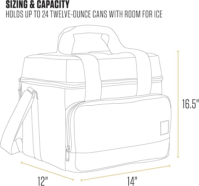 Carhartt Insulated Two Compartment Cooler, Durable Water Repellent Material W/Front Zippered Pocket for Camping, Beach & Travel