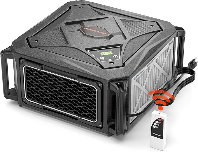 Abestorm 270 Degree Intake Air Filtration System, 780 CFM Workshop Hanging Dust Collector with Remote Control, Ceiling Mounted for Woodworking Shops and Garage, 2-speed Adjustment, DecDust 780