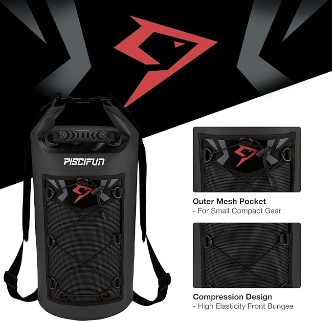 Piscifun Dry Bag, Waterproof Floating Backpack 5L/10L/20L/30L/40L with Waterproof Phone Case for Boating, Kayaking, Fishing