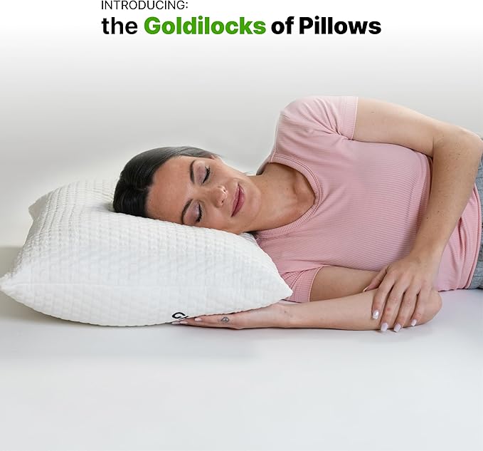 GhostBed Shredded Memory Foam Pillow with Adjustable Gel Memory Foam and Cooling Breathable Cover - Standard Size Shredded Memory Foam Pillows CertiPUR-US Certified 1-Pack