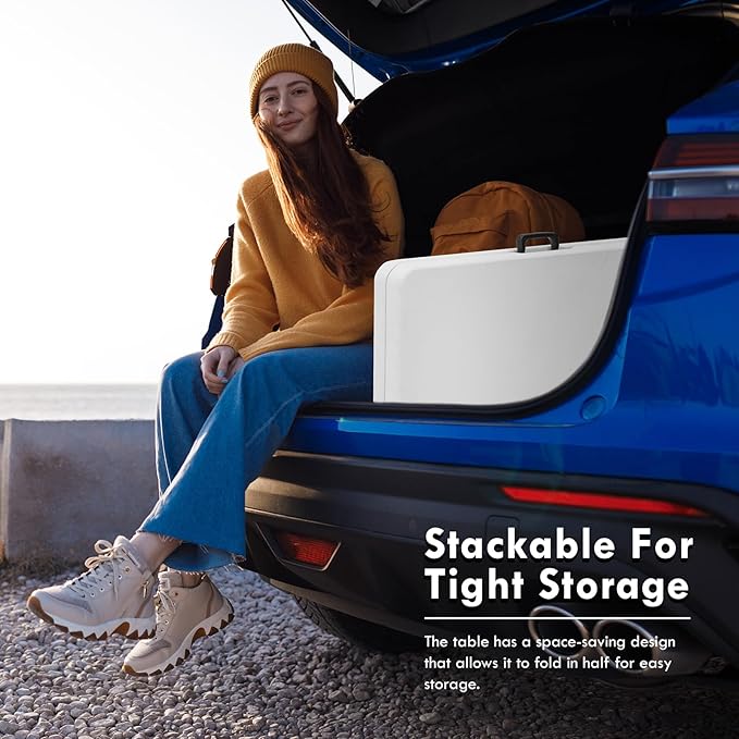 34" Square Folding Table Outdoor Foldable Folding Table,Perfect for Camping Picnics Parties Foldable Table with Ideal Portable Folding Tables for Indoor & Outdoor Use (White, 3 Foot Square)