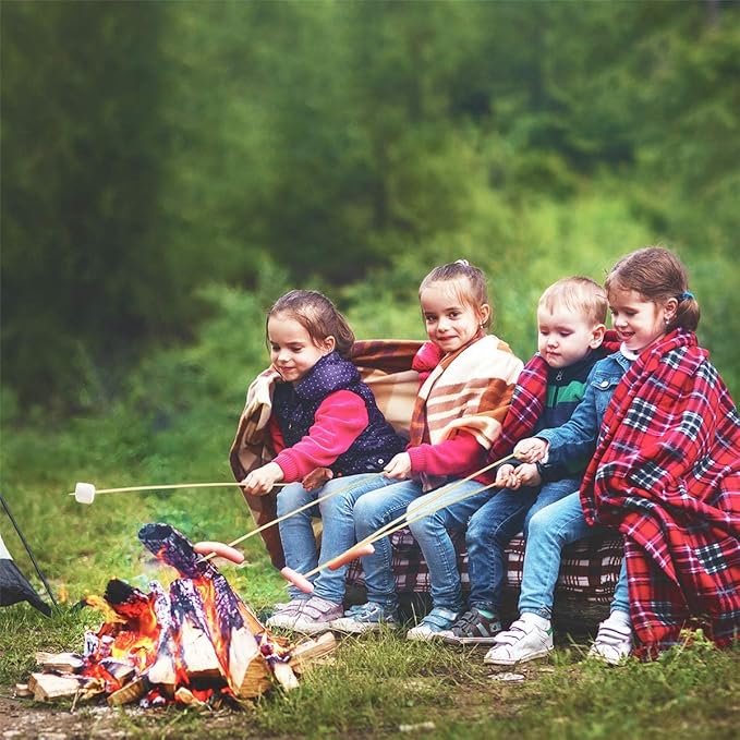 60 PCS Bamboo Marshmallow Roasting Sticks, SMores Skewers, Extra Long 25 Inch Heavy Duty 6mm Thick Wooden SMores Sticks for Open Fire Pits Roaster Barbecue Hot Dog Camping Kebab Sausage Plant Support