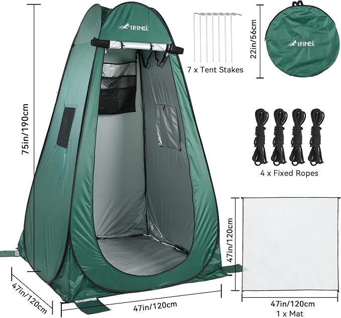 Pop Up Shower Tent, Portable Dressing Changing Tent Outdoor with Carry Bag for Camping, Beach & Hiking,75” x 48”x 48”