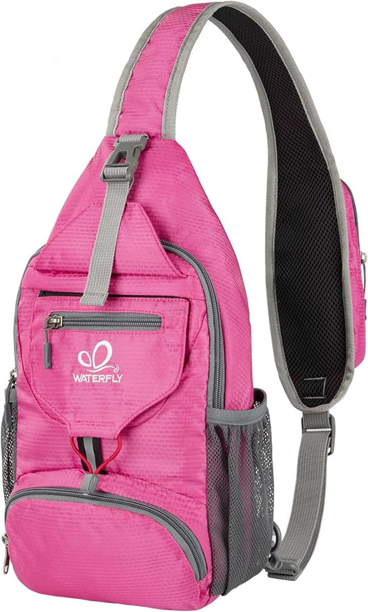 WATERFLY Packable Small Crossbody Sling Backpack Shoulder Chest Bag Daypack for Hiking Traveling