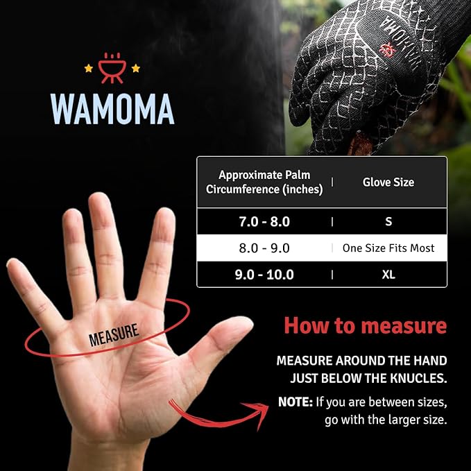 Long Sleeve Heat Resistant Grill Gloves - Medium Grilling Gloves for BBQ with Silicone Grip, Comfortable Cotton Lining for Barbeque, Baking, Oven Gloves with Fingers for Meat