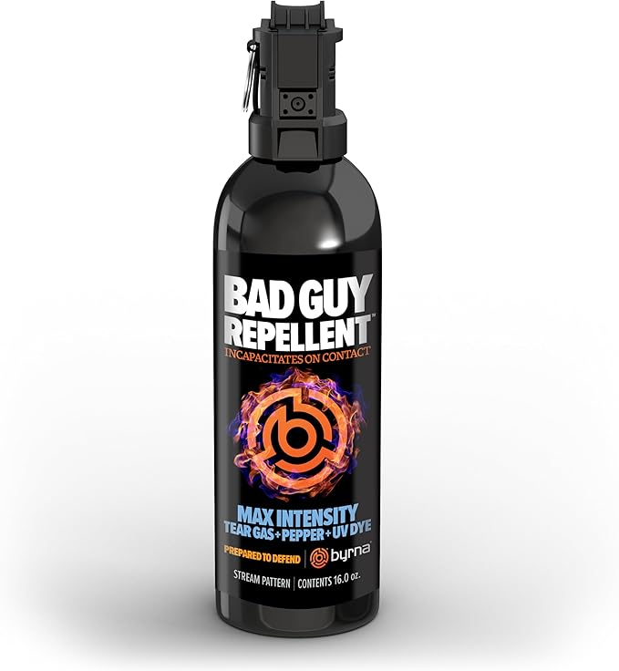 Byrna BGR Pepper Spray - Maximum Stopping Power | Attacker Tracker UV Marking DYE Technology | Military Strength Self-Defense Stream Spray (30 Foot Range) - 1 LB