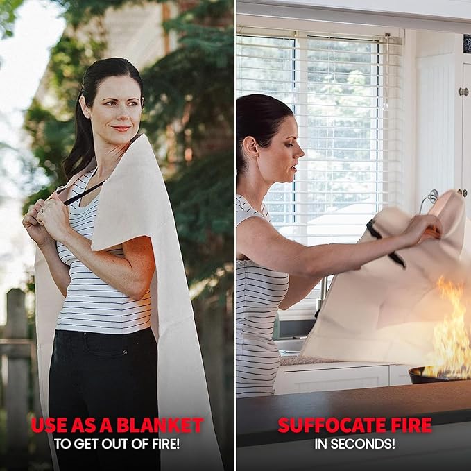 Hero Extra Large Emergency Fire Suppression Blanket - 4 Pack - XL Fiberglass Fire Blanket for Kitchen & Home, 47' x 71'