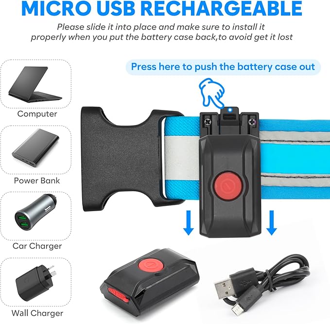 Illumifun LED Running Belt - USB Rechargeable Light Up Sash, High-Visibility Elastic Waistband Light for Running Cycling Hiking Camping Nighttime Activities