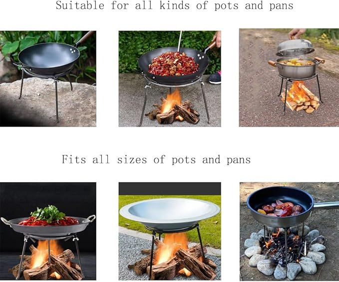 Campfire Tripod,Camping Pans Open Fire Tripod Campfire Camping Backyards Patios Pot Stand Camping Tripod for Cooking