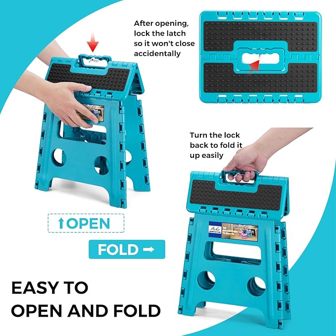 ACKO Folding Step Stool - 13" Premium Heavy Duty Foldable Stool for Adults, Kitchen Garden Bathroom Stepping Stool (1 Pack)