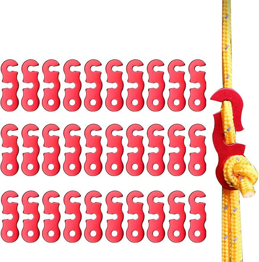 30Pcs Guyline Tensioner Aluminum Alloy Guy Line Cord Adjusters Tent Rope Tensioners Paracord Tensioner for Outdoor Tent Camping Hiking Accessories