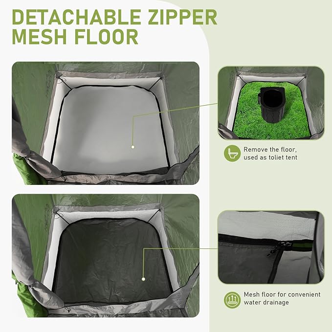 Instant Pop-up Camping Shower Tent Privacy Shelter with 1 Room/2 Rooms, Portable Outdoor Shower, Changing Room, Sun Shelter for Camping, Beach Hiking, and Fishing