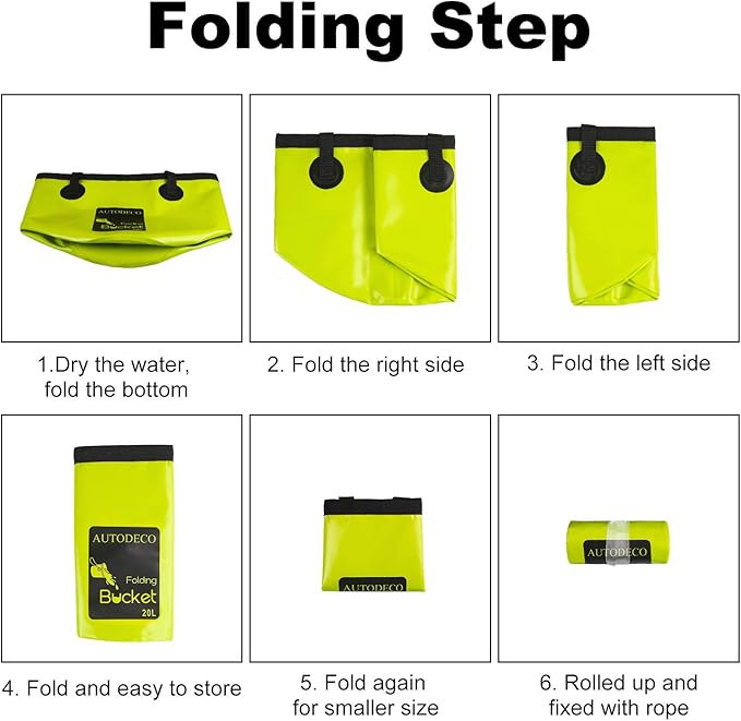 AUTODECO 2 Pack Collapsible Bucket 5 Gallon Container Folding Water Bucket Portable Wash Basin for Outdoor Travelling Camping Fishing Gardening Car Washing 20L