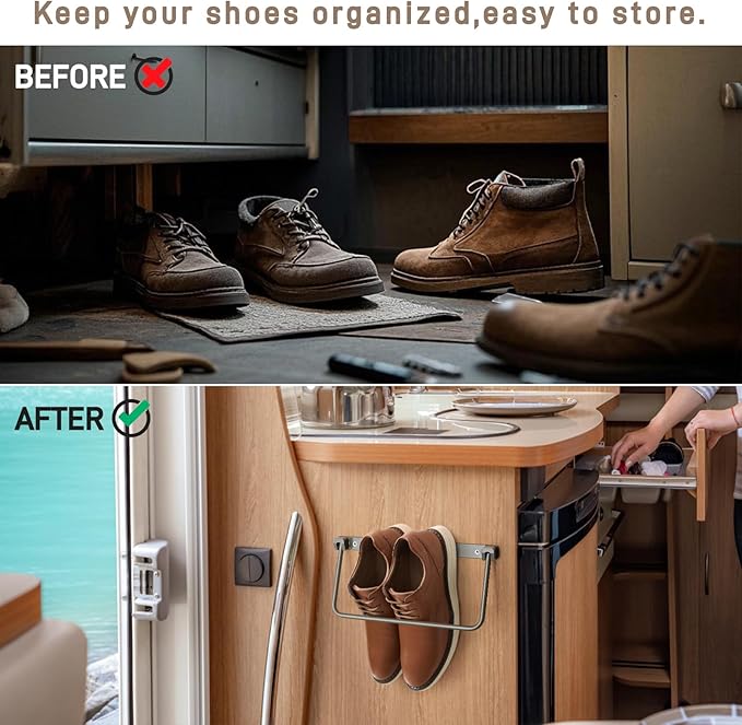 Foldable RV Shoe Rack, Wall Mounted Shoe Storage for Camping RV Travel, 2 Pack