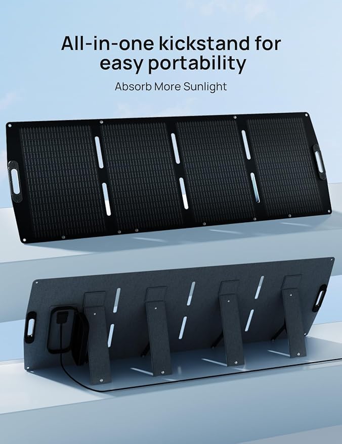 ECO-WORTHY 200W Portable Solar Panel, Foldable Solar Panel Charger 12BB with Adjustable Kickstand,23% High Efficiency for Power Station Outdoor RV Camping Off Grid Hiking