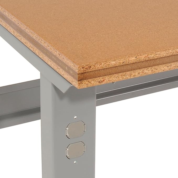 Global Industrial Mobile Adjustable Height Workbench, Shop Square Edge, 72" W x 36" D, Gray