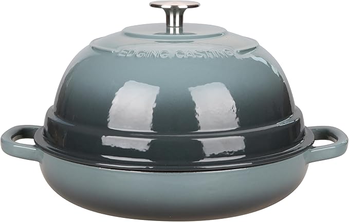 Enameled Cast Iron Dutch Oven Pot with Lid, Round Bread Oven for Homemade Sourdough Bread Baking, 6 Quart, Slateblue