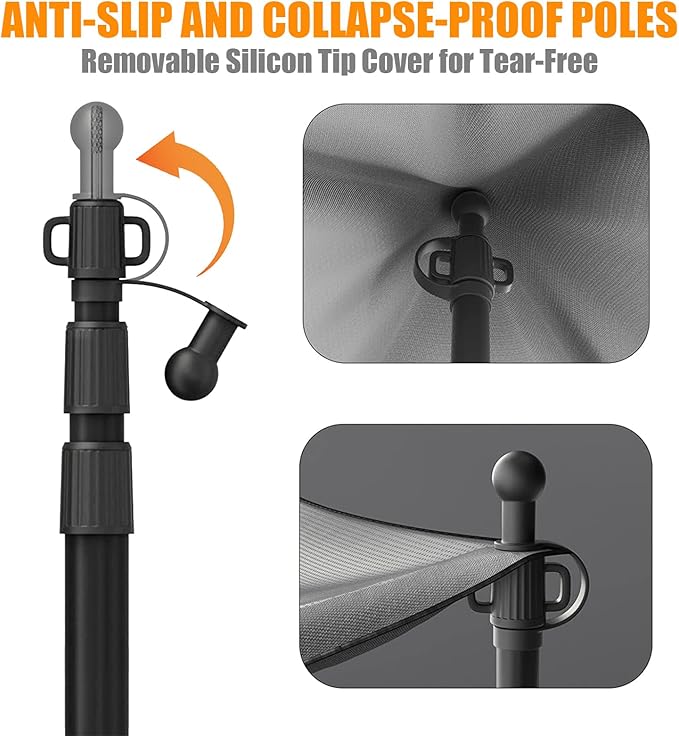 WILDROAD Tarp Poles Tent Poles Canopy Poles 7.7 ft, Telescoping Aluminum Poles with Non-Slip Aluminum Cone Bottom, Portable and Lightweight Camping Gear for Camping and Awnings, Set of 4