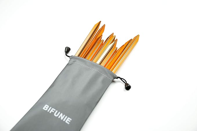 Aluminum Alloy Tent Stakes Pegs, 12-Pack Aluminum Ground Pegs with Reflective Pull Ropes, Lightweight Metal Stakes Pegs for Camping Tents Hammocks