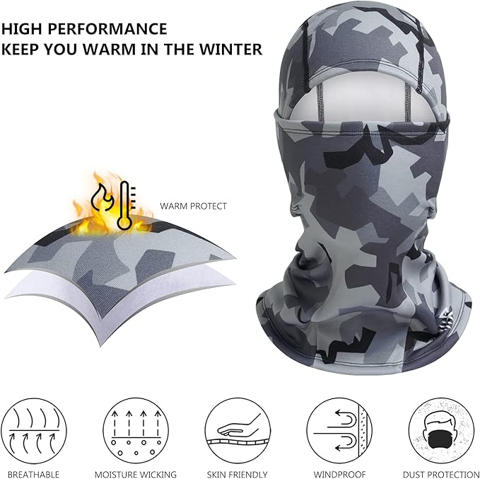 BASSDASH Winter Balaclava Fleece Ski Mask Ninja Hood Neck Warmer Fishing Hunting