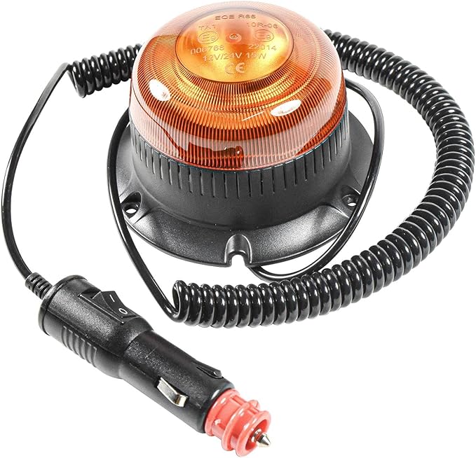 HQRP Amber Beacon Emergency Strobe Construction LED Lights Magnetic Mount, Flashing Caution Safety Warning LED Light for Vehicles, Truck, Golf Cart, Tractor, Postal Car, ATV, UTV, Snow Plow, Forklift