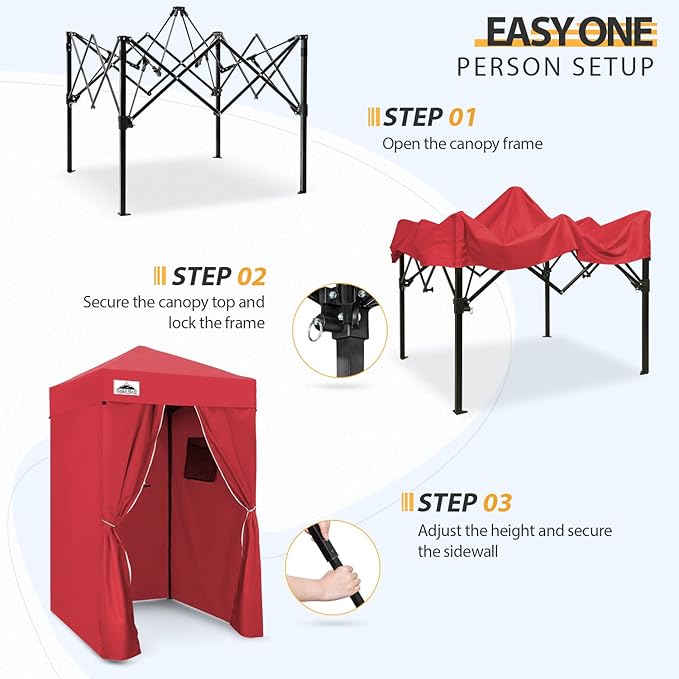 EAGLE PEAK EAGLE PEAK Flex Ultra Compact Pop-up Canopy, Sun Shelter, Changing Room, Portable Privacy Canopy Cabana, 4x4ft Canopy Tent, for Pool, Fashion Photoshoots, or Camping, Red