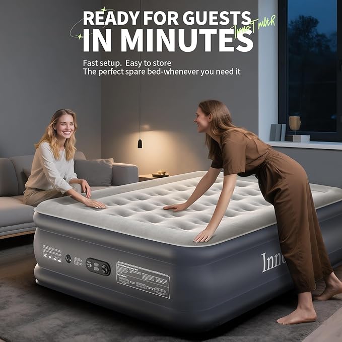 InnoTruth Air Mattress Full with Built in Pump, Inflatable Blow up Mattress, 18" Raised Colchones Inflables Air Bed for Guests & Home, Ideal for Home Use and Outdoor Camping, 600lb Weight Capacity