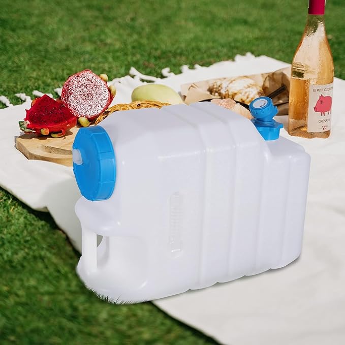 4 Gallon/15L Water Container with Spigot, Portable BPA Free Water Jug, Multifunction Water Tank for Camping Outdoor Hiking Picnic Supplies, 2 Pack