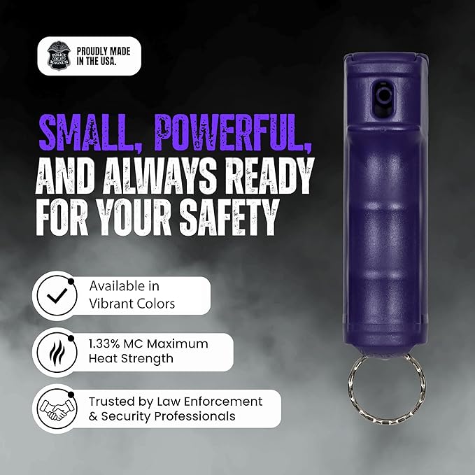 Police Magnum Keychain Pepper Spray Flip Top Safety 2 Pack 1/2oz - Maximum Heat Strength OC with Dye - Tactical Small Compact Case Holder - for Women & Men's Self Defense - Made in The USA
