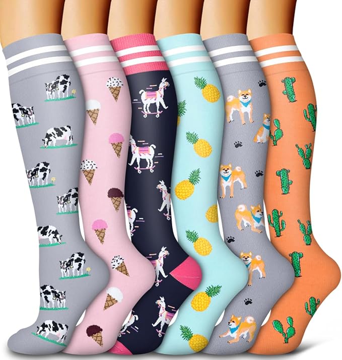 6 Pack Copper Compression Socks for Women and Men Circulation-Best Support for Medical, Running,Nursing,Athletic